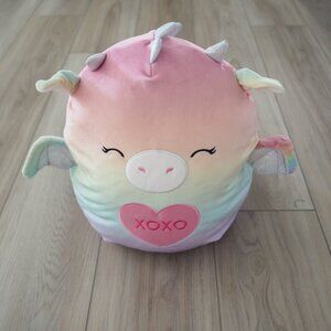 Squishmallows Duranza The Rainbow Dragon Valentine Plush Animal with XOXO heart